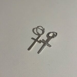 silver cross earrings ✝️